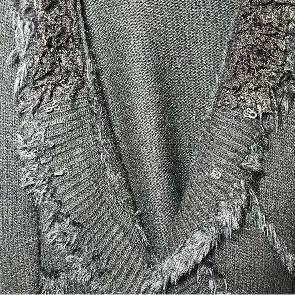 Lisa International Black Frayed Knit Cardigan Indie Sleeze Boho Plus Size 1X - Picture 9 of 10